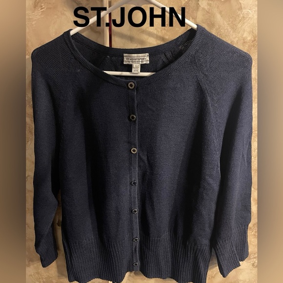 ST.JOHN Knit Sweater Large Blue - Picture 1 of 5